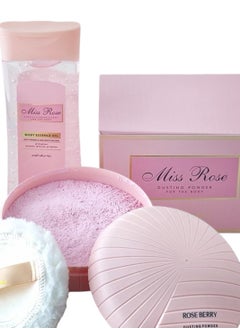 ROSE BERRY MISS ROSE DUSTING POWDER FOR THE BODY + BODY ESSENCE OIL 