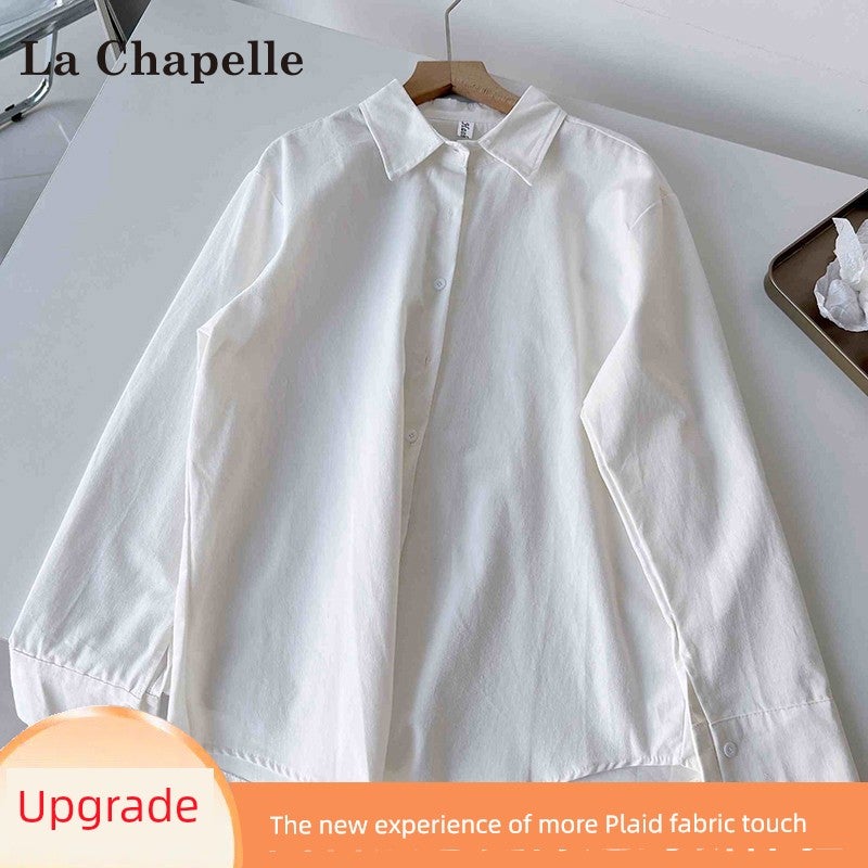 La Chapelle light blue long-sleeved shirt women's spring 2026 new popular loose shirt top cardigan jacket - Image 1