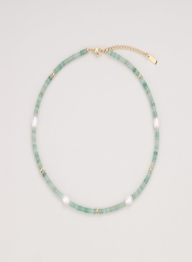GAVU Women's Freshwater Pearl Necklace, Green Aventurine Crystal Necklace for Women - Image 5