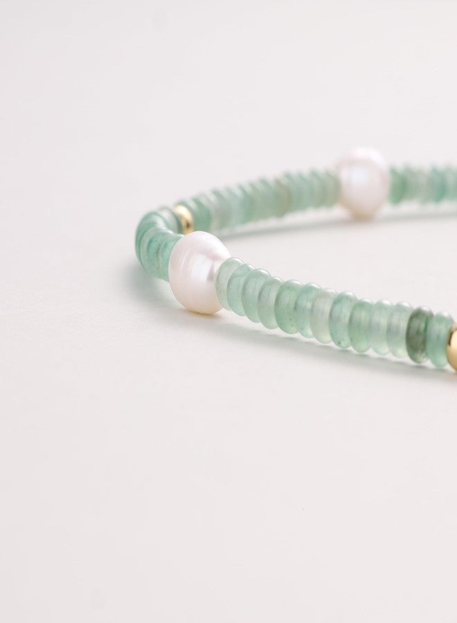 GAVU Women's Freshwater Pearl Necklace, Green Aventurine Crystal Necklace for Women - Image 4