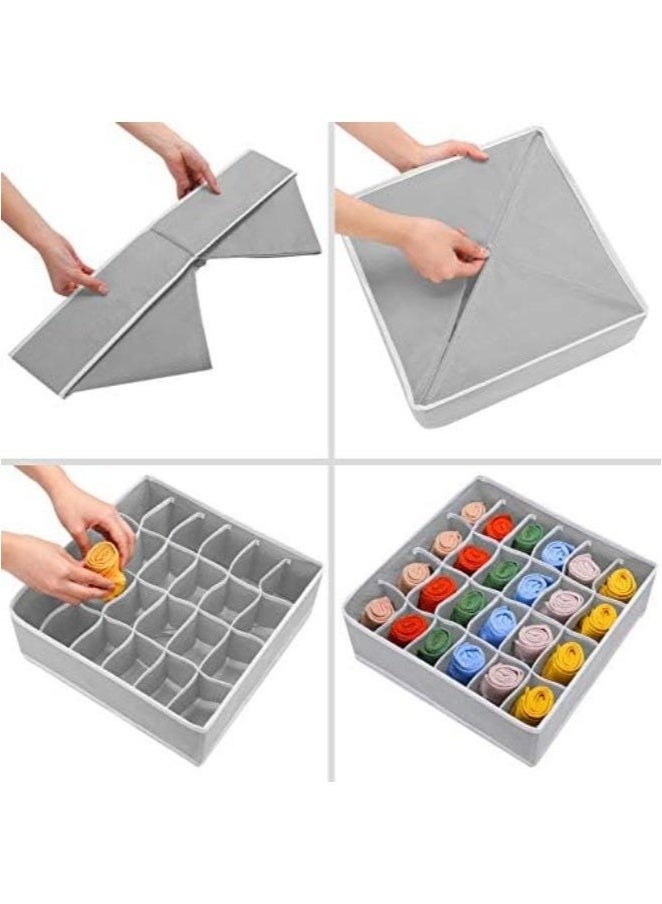 4 Set Foldable Underwear Drawer Organizer And Closet For Ties Socks Shorts Divider Drawer Lidded Closet Home Organizer Container - Grey  - Image 3