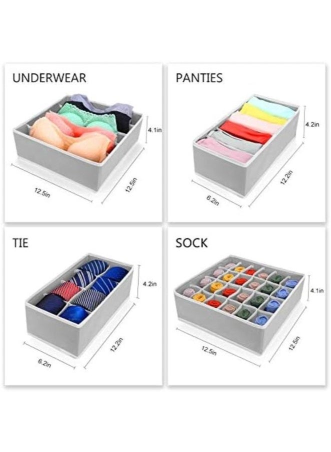 4 Set Foldable Underwear Drawer Organizer And Closet For Ties Socks Shorts Divider Drawer Lidded Closet Home Organizer Container - Grey  - Image 4