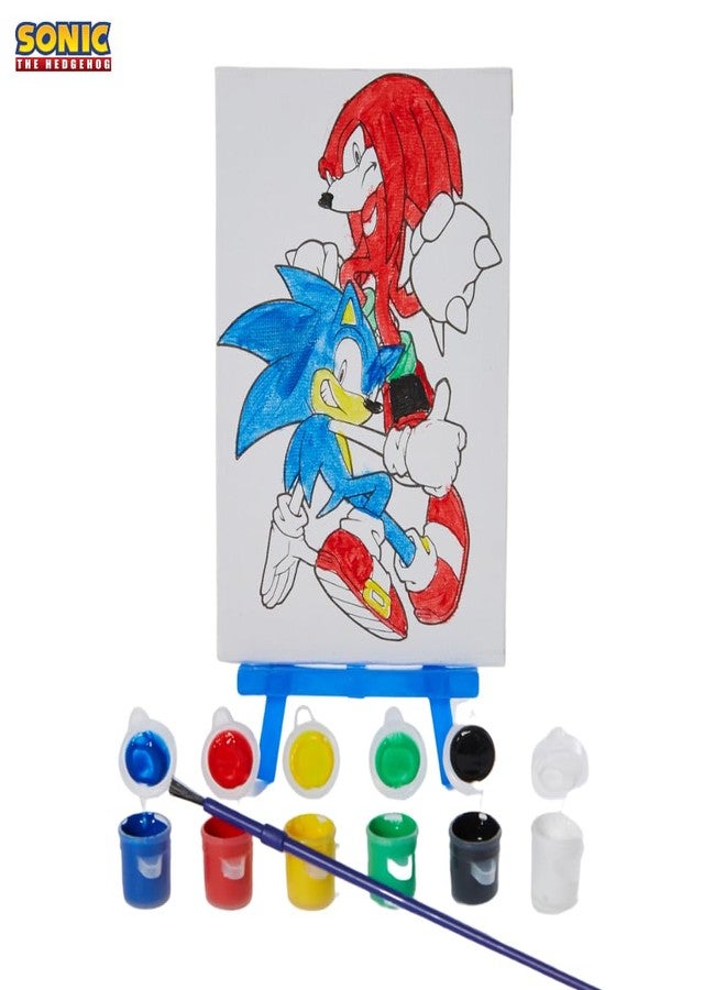 Innovative Designs Sonic The Hedgehog Canvas Paint Set for Kids with 3 Canvases, Acrylic Paint, Paintbrush, & Easel - Image 4