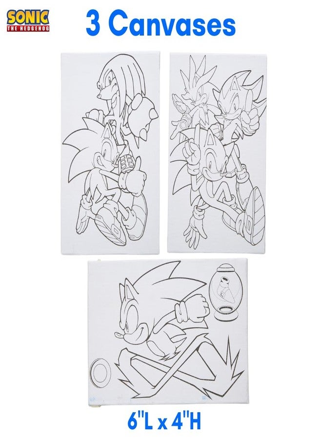 Innovative Designs Sonic The Hedgehog Canvas Paint Set for Kids with 3 Canvases, Acrylic Paint, Paintbrush, & Easel - Image 5
