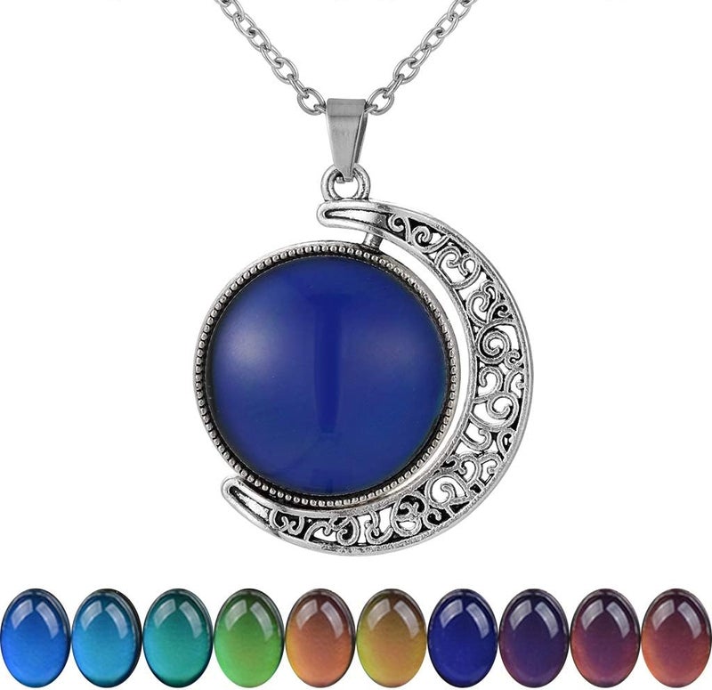 FM FM42 Temperature Sensing Color Changing Pendant Necklace with 19.29" Stainless Steel Rolo Chain - Image 1