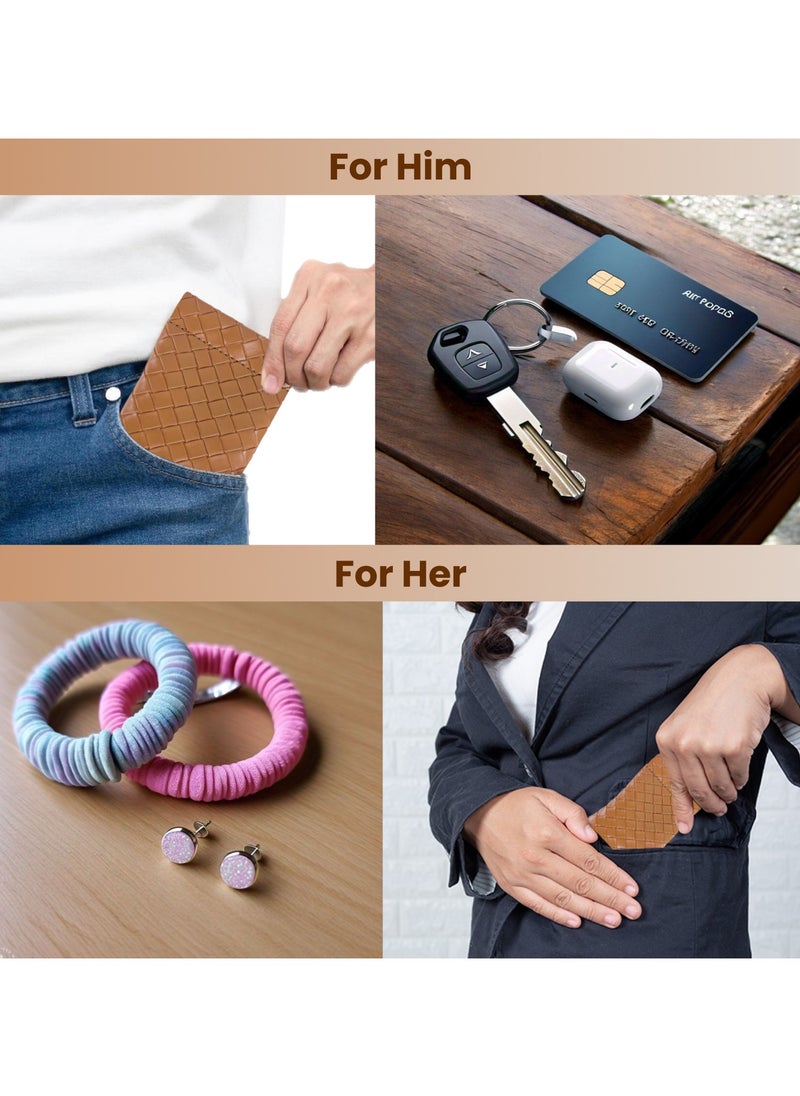 LeArt Leather Squeeze Coin Pouch for Men & Women | Coin Purse | Coin Holder | For Coins, Keys, Earphones, Cards, AirPods, Rosary | Great Gifting Option (Woven Caramel)  - Image 4