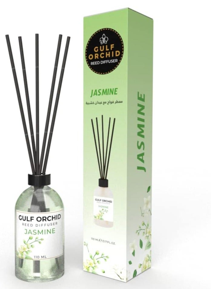 Gulf Orchid Jasmine Reed Diffuser Aromatherapy Air Freshener Fragrance - Perfect for Home, Livingroom, Bedroom, Toilet, Closet & Office - 110ml - Image 1