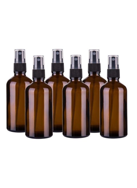 6Pcs 100ml Brown Glass Spray Bottles  Empty Glass Bottles Fine Mist Spray Bottles Refillable Empty Bottles for Essential Oils, Cleaning Solutions