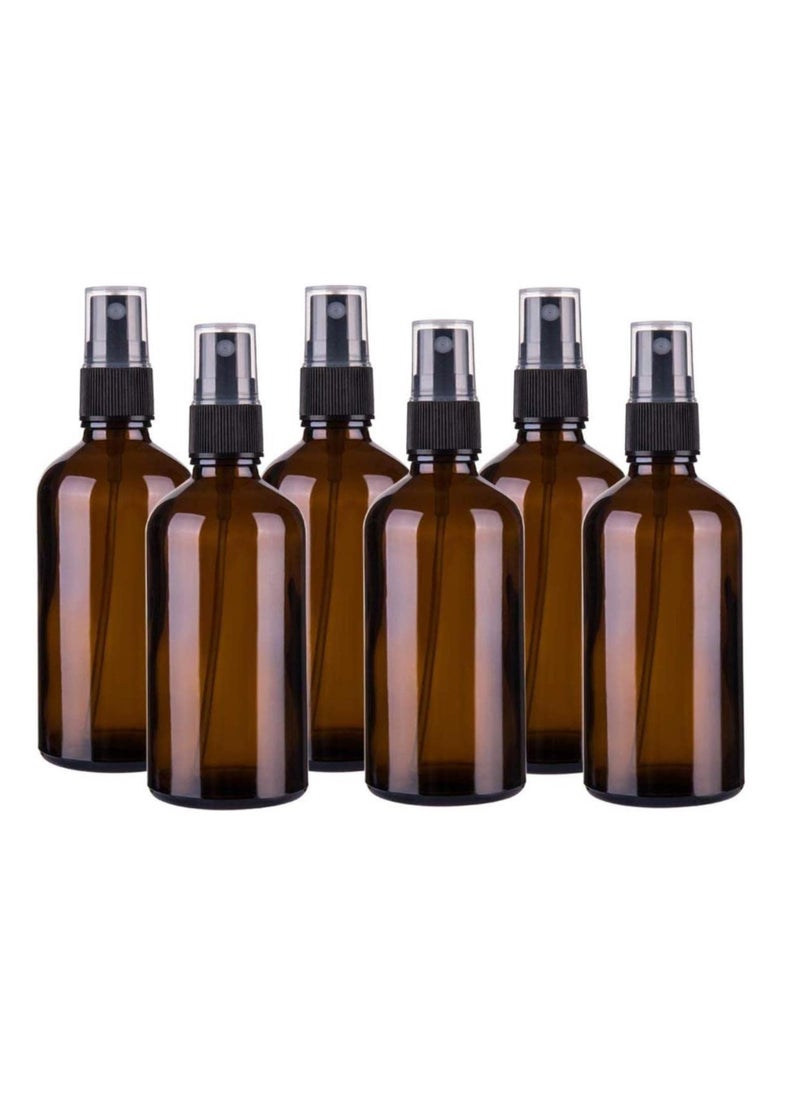 FUFU - 6Pcs 100ml Brown Glass Spray Bottles  Empty Glass Bottles Fine Mist Spray Bottles Refillable Empty Bottles for Essential Oils, Cleaning Solutions - Image 1