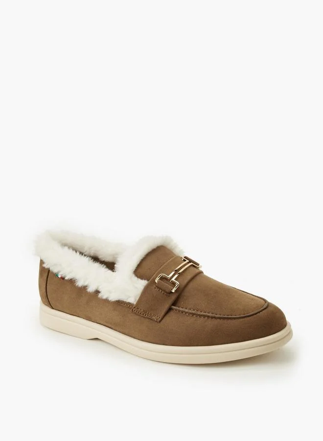 Renzo Ruganni Women Faux Fur Slip-On Loafers