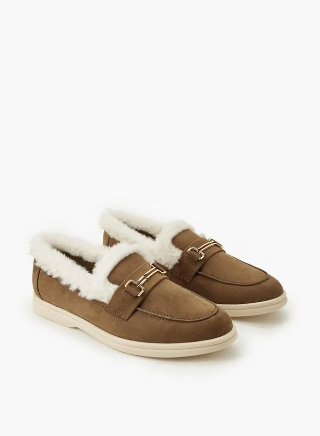 Renzo Ruganni BROWN Women Faux Fur Slip-On Loafers for Women | Best Price UAE