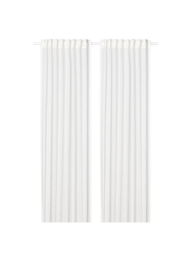 erorex Sheer Curtains, 1 Pair, With Heading Tape/White, 145X300 Cm - Image 1