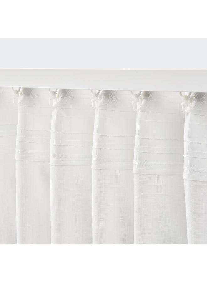 erorex Sheer Curtains, 1 Pair, With Heading Tape/White, 145X300 Cm - Image 3