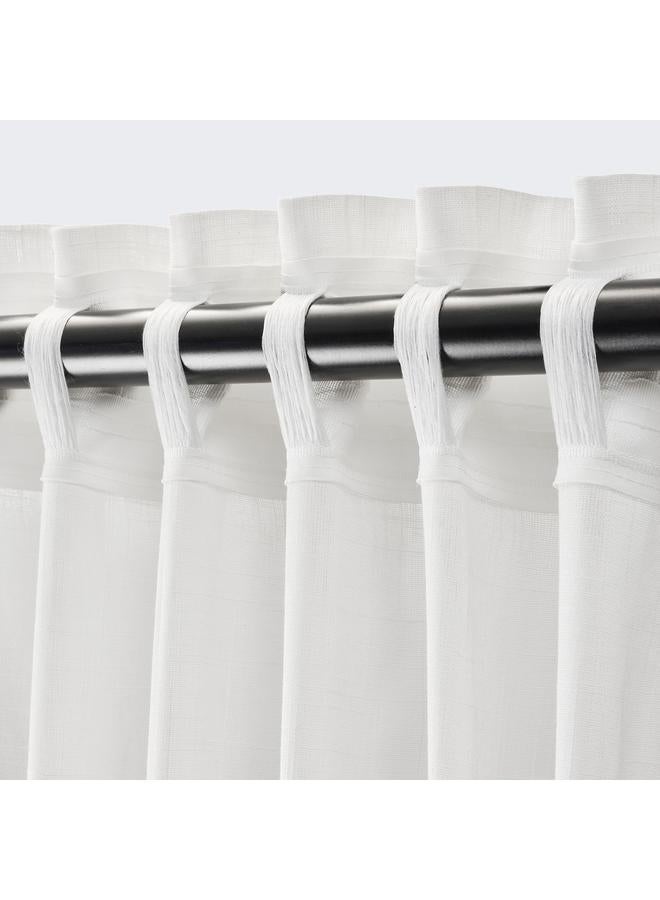 erorex Sheer Curtains, 1 Pair, With Heading Tape/White, 145X300 Cm - Image 4