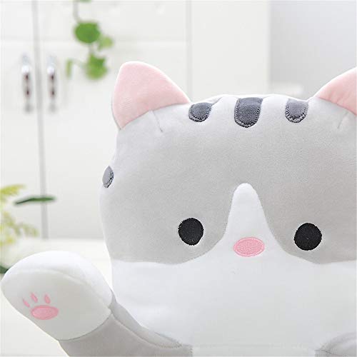 shangman Lovely Plush Cat Doll Cute Cartoon Soft Stuffed Kitten Pillow Long Throw Sleeping Toy Gift for Kids Girlfriend Multiple Size (Grey,50cm/19.6in) - Image 3