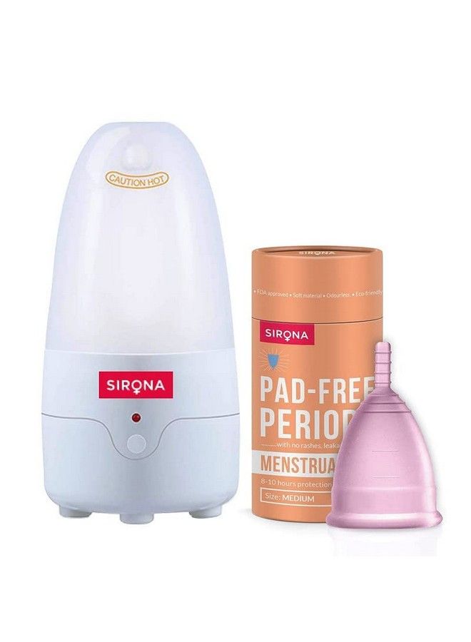 Sirona Reusable Menstrual Cup For Women Medium Size With Menstrual Cup Sterilizer Clean Your Period Cup Effortlessly Kills 99% Of Germs In 3 Minutes With Steam 1 Unit - Image 1