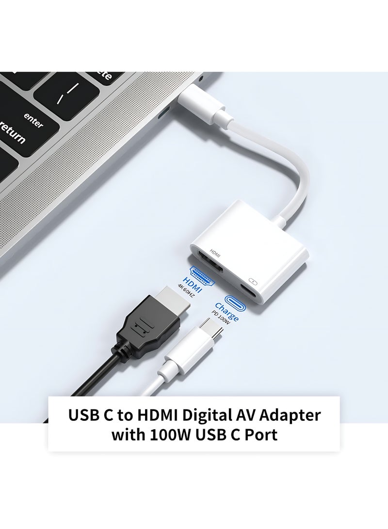 أثير [شهادة MFi] محول USB C إلى HDMI لتلفزيون iPhone 16 15 ، محول 4K Type-C إلى HDMI مع منفذ شحن سريع 100 واط لجهاز iPhone 16/16 Plus / 16 Pro / 16 Pro Max / 15 Pro Max إلى شاشة حاجب HDTV Pro - Image 2