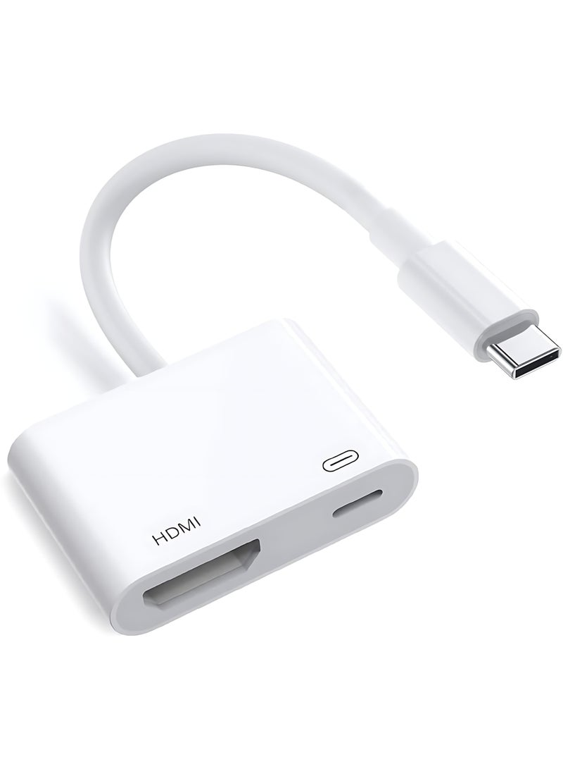 أثير [شهادة MFi] محول USB C إلى HDMI لتلفزيون iPhone 16 15 ، محول 4K Type-C إلى HDMI مع منفذ شحن سريع 100 واط لجهاز iPhone 16/16 Plus / 16 Pro / 16 Pro Max / 15 Pro Max إلى شاشة حاجب HDTV Pro - Image 1