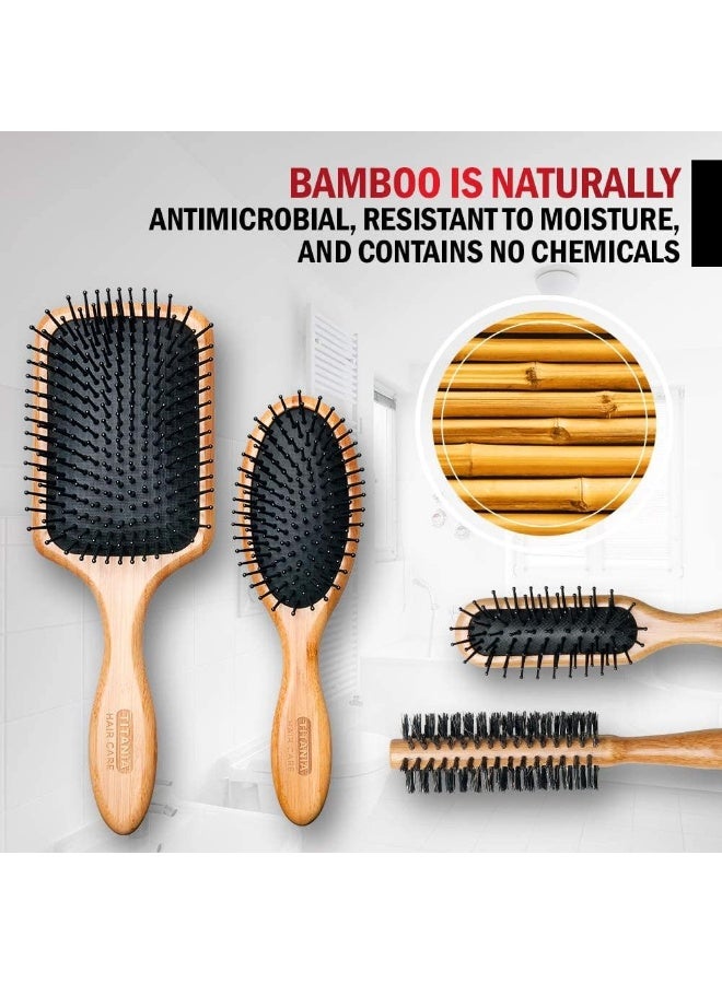 Titania 2866 Hair Care Wooden Oval Hair Brush - Black and Beige - Image 5