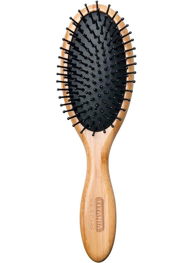 Titania 2866 Hair Care Wooden Oval Hair Brush - Black and Beige - Image 1