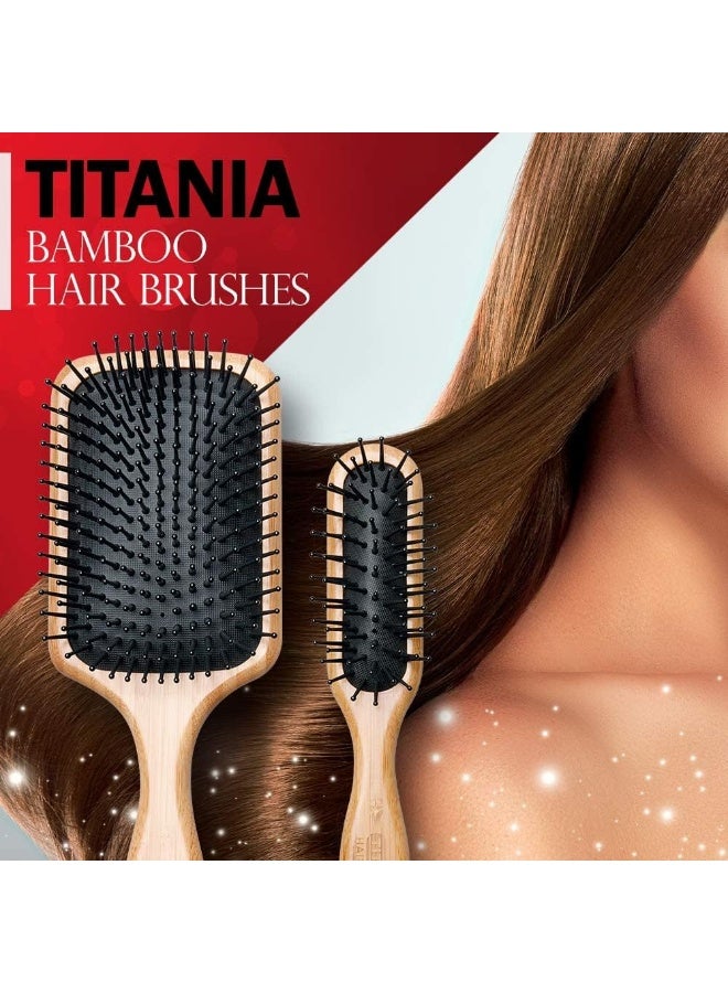 Titania 2866 Hair Care Wooden Oval Hair Brush - Black and Beige - Image 2