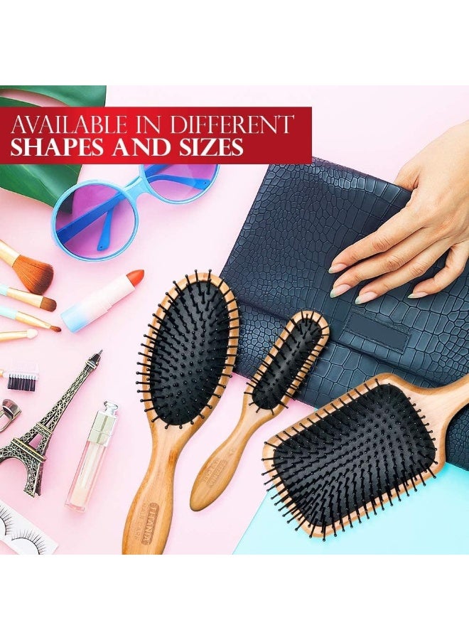 Titania 2866 Hair Care Wooden Oval Hair Brush - Black and Beige - Image 4