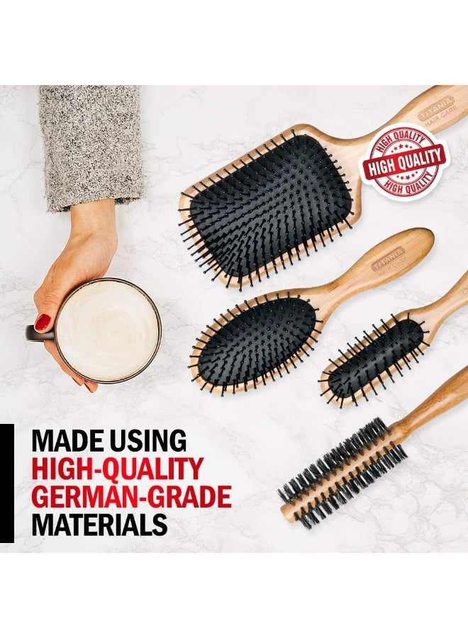 Titania 2866 Hair Care Wooden Oval Hair Brush - Black and Beige - Image 3