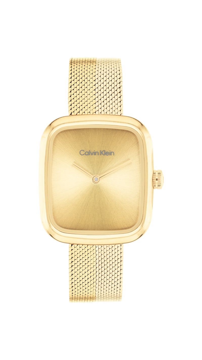 CALVIN KLEIN Rectangle Analog Women'S Ionic Plated Thin Gold Steel Case  Watch - Image 3