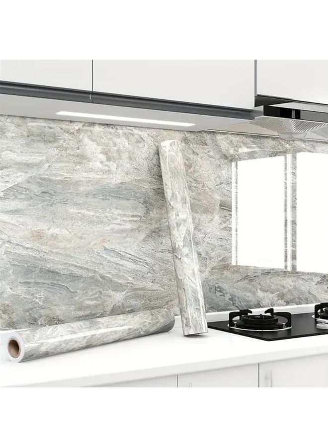 SG 201 Gray Marble Self Adhesive Wallpaper 31 5 Inch Wide Extra Thick Heat Oil Resistant - Image 2