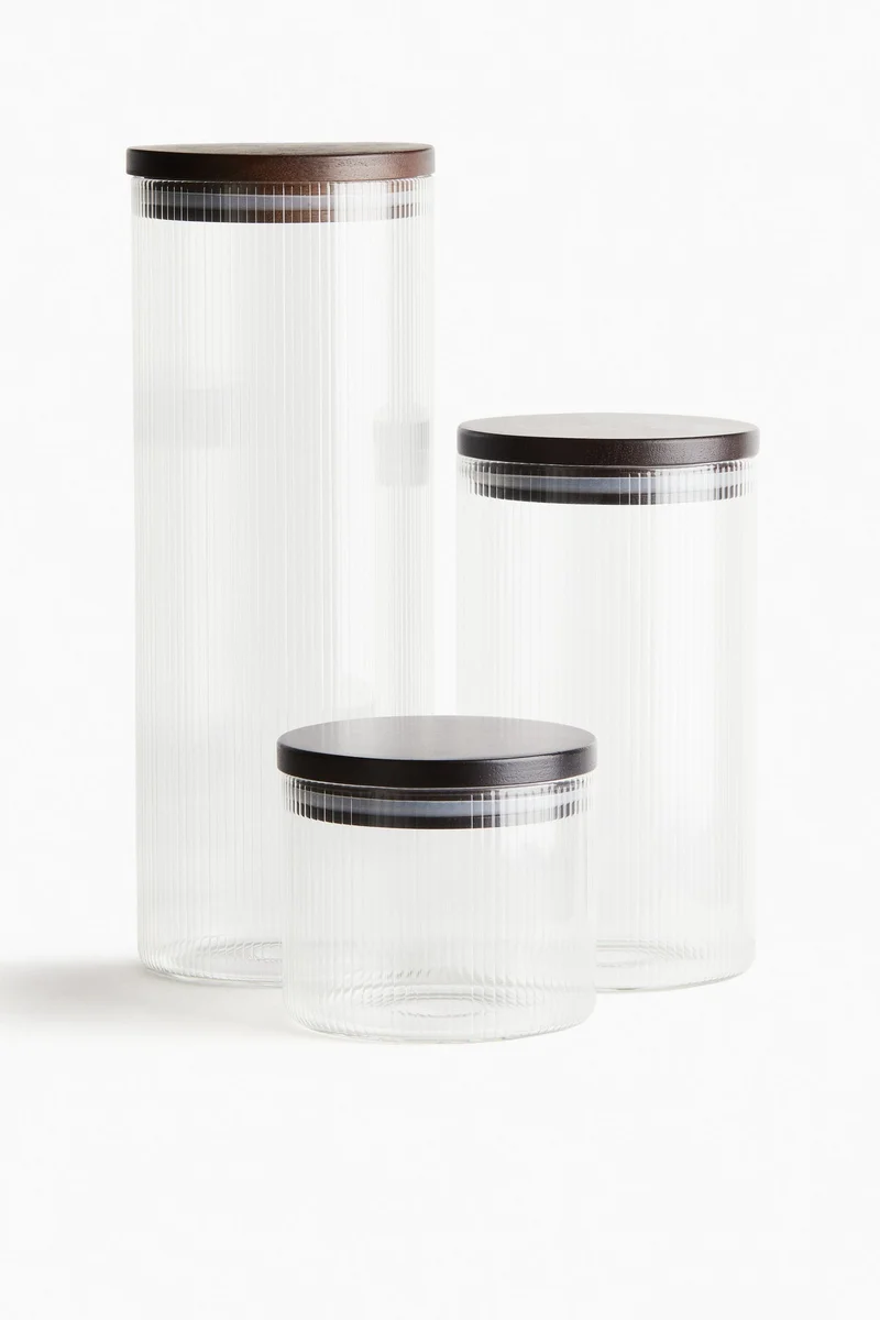 H&M Small fluted glass jar