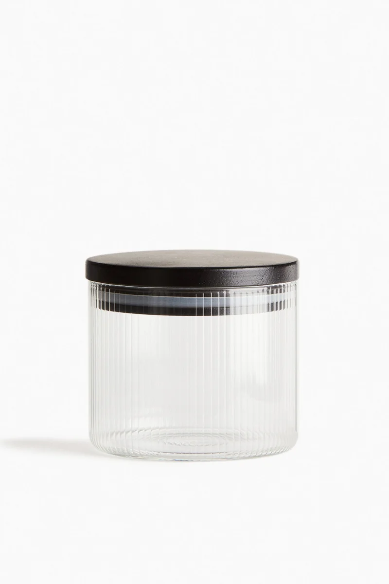 H&M Small fluted glass jar