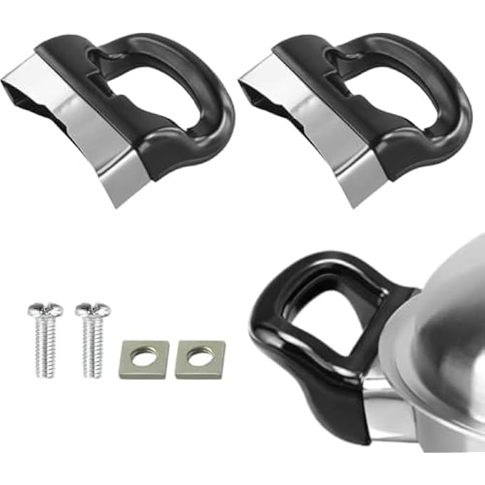 ريحني عبوة من 2 مقبض مقلاة، مقبض مقلاة، وعاء طهي بالبخار، وعاء صلصة، مقبض جانبي بديل، مناسب لأواني الحساء والمطبخ المنزلي - Image 2