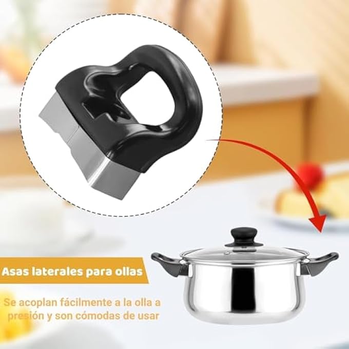 ريحني عبوة من 2 مقبض مقلاة، مقبض مقلاة، وعاء طهي بالبخار، وعاء صلصة، مقبض جانبي بديل، مناسب لأواني الحساء والمطبخ المنزلي - Image 4