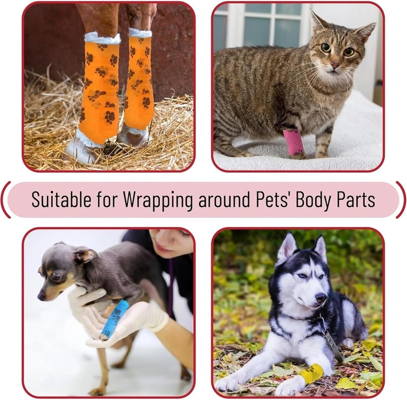6pcs Self-Adhesive Elastic Bandage for Dogs and Cats - Non-Woven Cohesive Leg Cover Protector(Green Claw) - Image 4