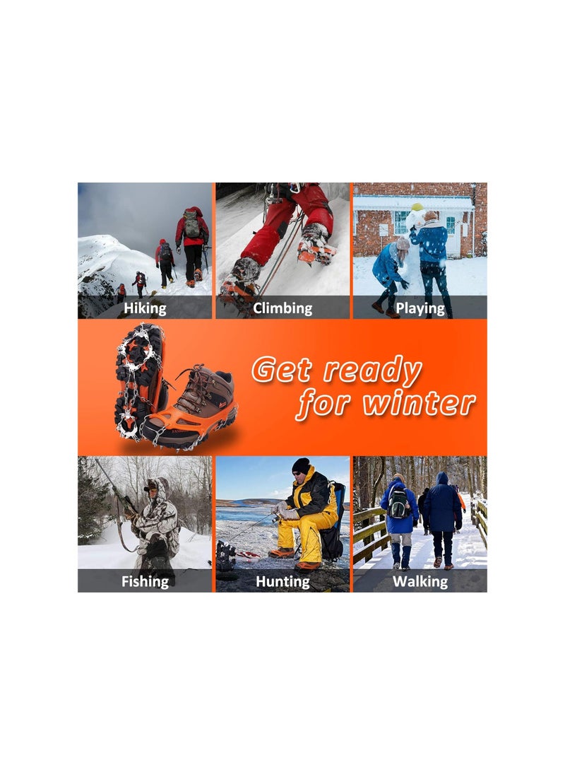 Generic Ice Snow Grips, Non-Slip Shoe Cover, Crampons Spike Shoes Ice Traction Cleats Anti Slip Boots Spikes for Footwear with 19 Stainless Steel Spikes for Walking Jogging Climbing Hiking Moutaineering(M) - Image 4