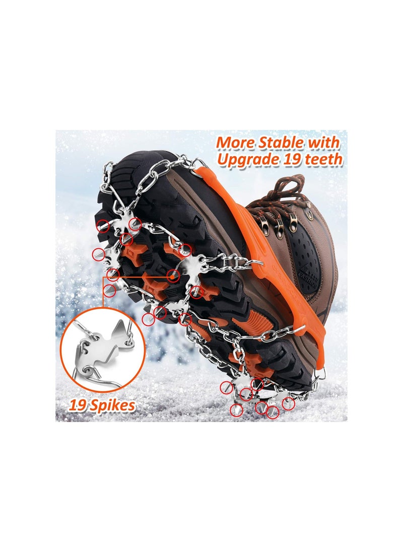 Generic Ice Snow Grips, Non-Slip Shoe Cover, Crampons Spike Shoes Ice Traction Cleats Anti Slip Boots Spikes for Footwear with 19 Stainless Steel Spikes for Walking Jogging Climbing Hiking Moutaineering(M) - Image 2