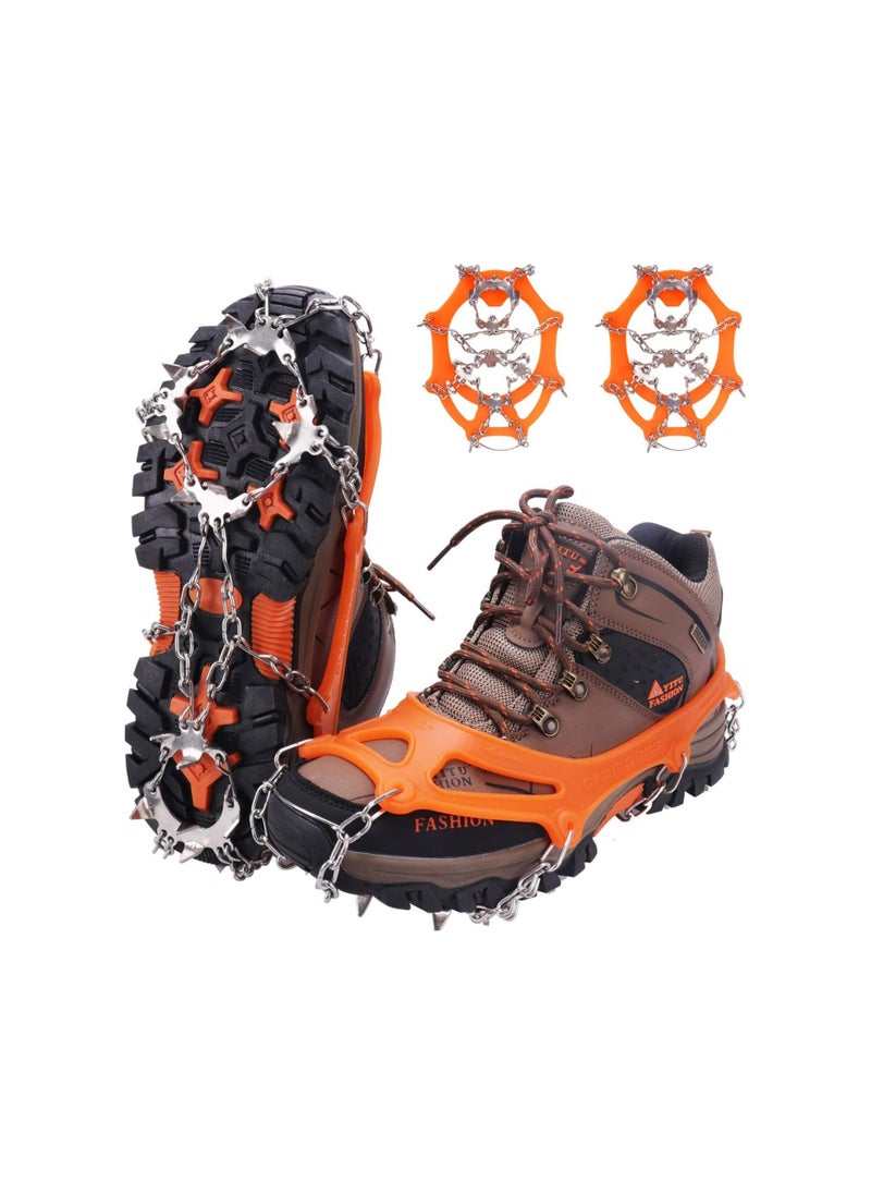 Generic Ice Snow Grips, Non-Slip Shoe Cover, Crampons Spike Shoes Ice Traction Cleats Anti Slip Boots Spikes for Footwear with 19 Stainless Steel Spikes for Walking Jogging Climbing Hiking Moutaineering(M) - Image 1