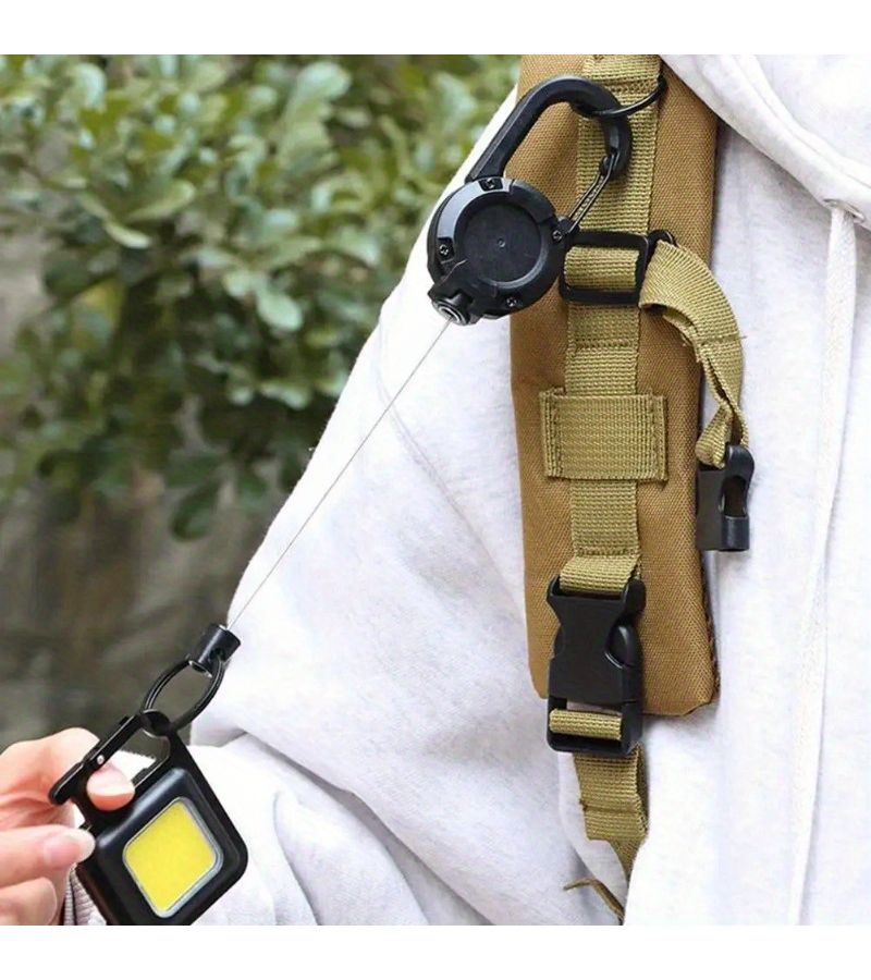 شارة سحب بيضاء شديدة التحمل قابلة للسحب مع حلقة تسلق وسلسلة مفاتيح وحامل مفاتيح متعدد الأدوات للاستخدام الخارجي - Image 5