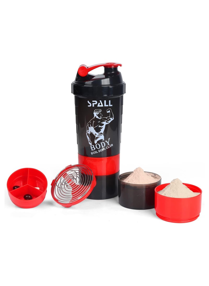 Spall Protein Shaker Bottle Gym Shaker Cup For Protein Shakes 16oz Bottle With Shaker Ball And Storage Compartment Leak Proof BPA Free - Image 1