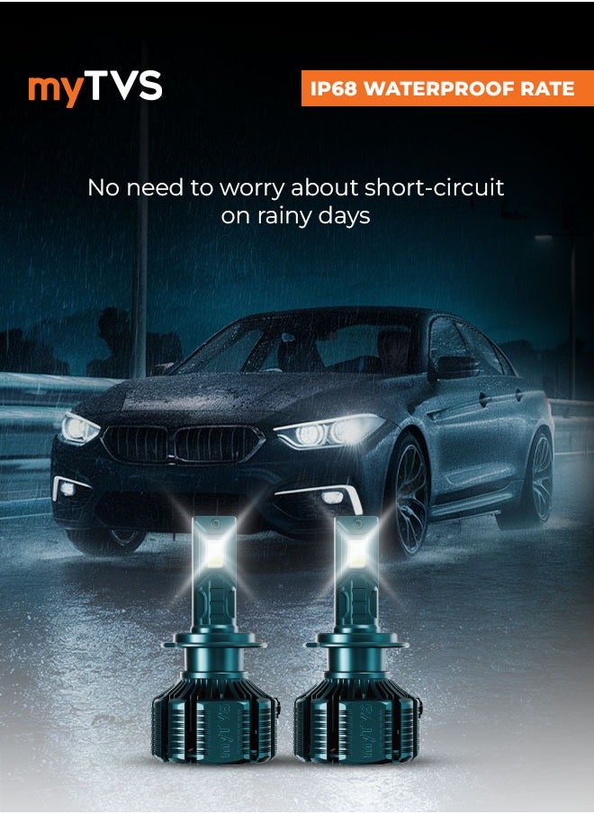 myTVS myTVS 200W LED Car Headlight Bulbs | 20000LM Super Bright 6000K LED Conversion Kit | High Power Waterproof Headlamps | Plug & Play, Long-Lasting LED9-HB3  - Image 3