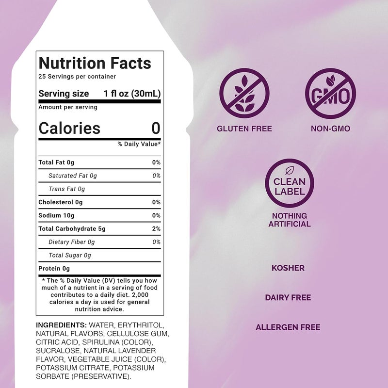 Monin Sugar Free Lavender Syrup - Aromatic & Floral Gourmet Syrup for Cocktails, Lemonades & Soft Drinks (750 ml) - Image 2