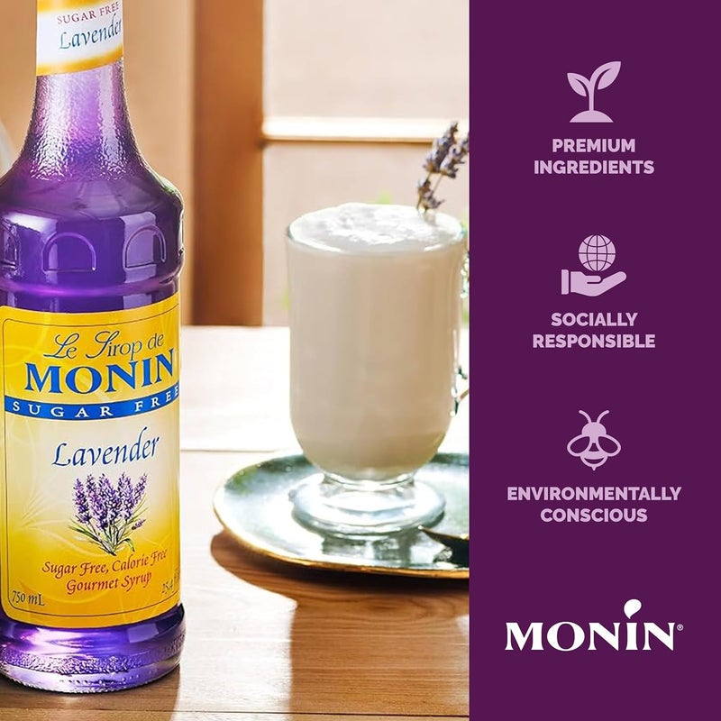 Monin Sugar Free Lavender Syrup - Aromatic & Floral Gourmet Syrup for Cocktails, Lemonades & Soft Drinks (750 ml) - Image 4