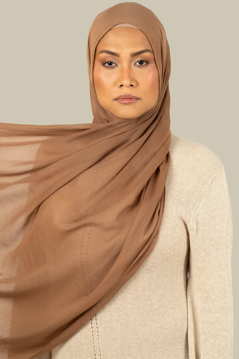 silqrose  Earthy Peach Cotton Modal Hijab - Mini for Women | Best Price UAE