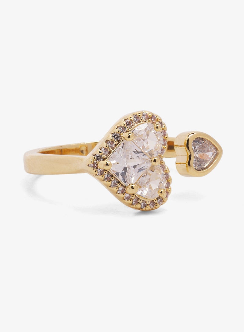 ايلا خاتم بتفاصيل ذهبية مرصع بأحجار الراين على شكل قلب - Image 1