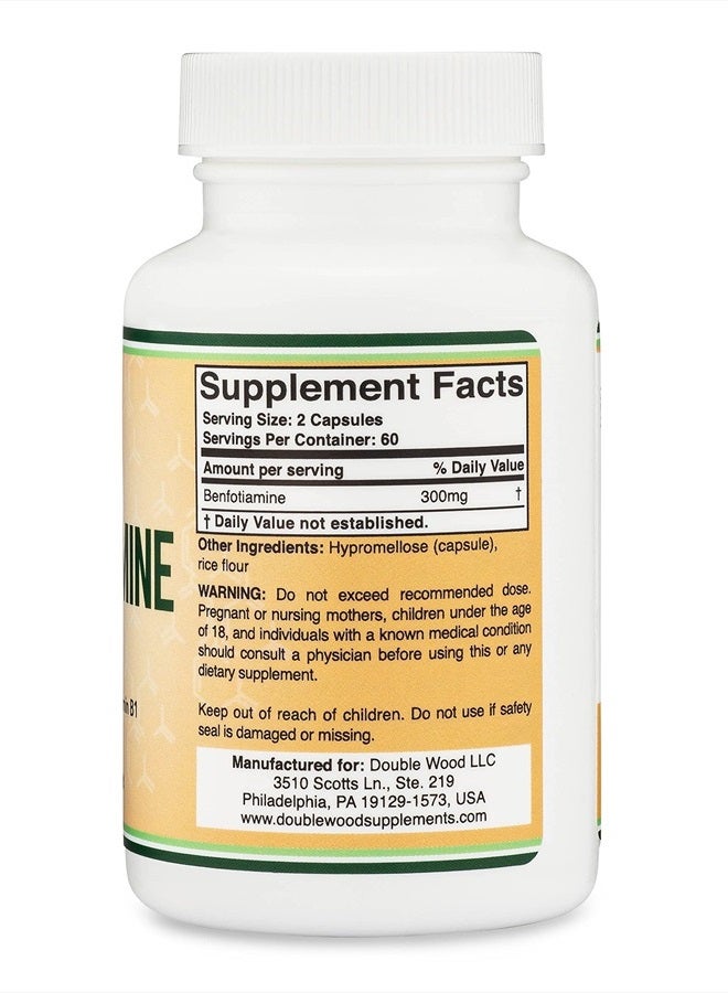 Double Wood Supplements Benfotiamine 300mg - 120 Capsules - Image 2