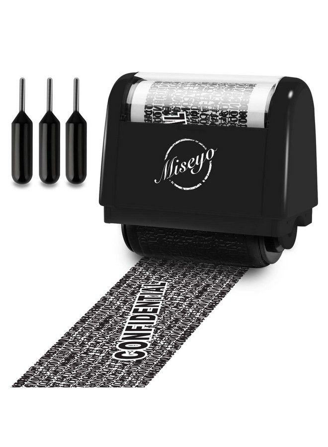 Miseyo Identity Theft Protection Roller Stamp Set Black (3 Refill Ink Included) - Image 2
