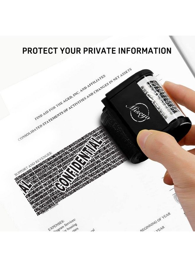 Miseyo Identity Theft Protection Roller Stamp Set Black (3 Refill Ink Included) - Image 5