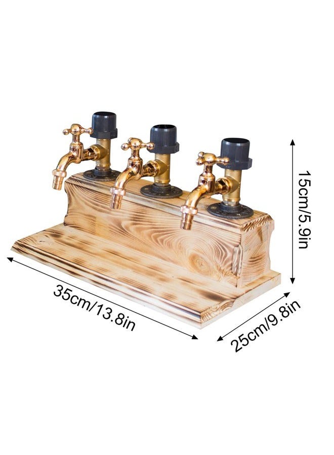 Wood Faucet Whisky Liquor Dispenser for Home Bar Farmhouse Decor | Rustic Wine Alcohol Decanter Gifts for Men, Christmas Fathers Day Birthday Gifts for Father Grandfather Husband (3 Faucet Style) - Image 4