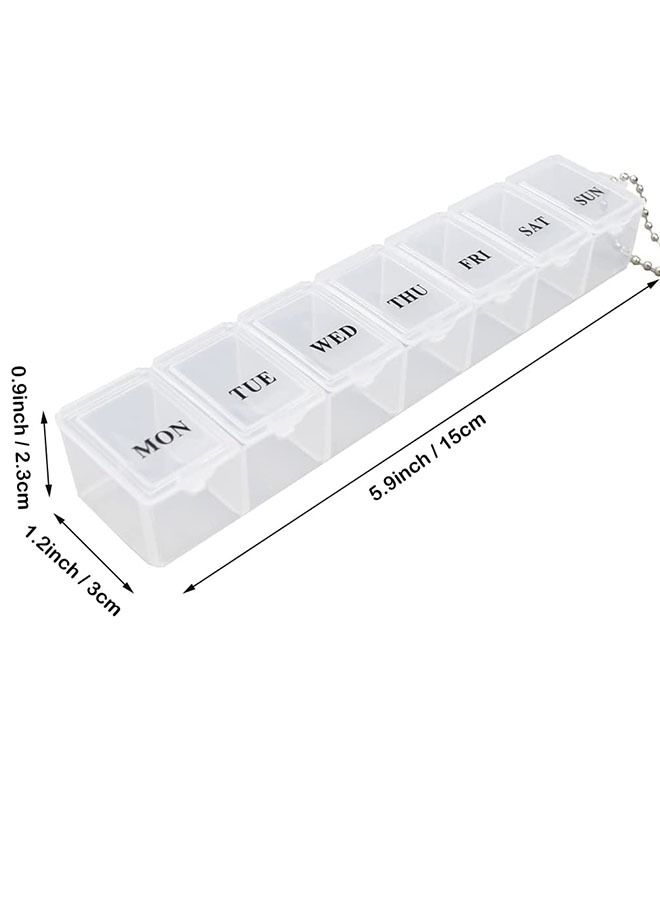 Generic 2 Pcs Weekly Mini Pill Case Week Medication Container Pill Organizer Medicine Box for Travel (Pink+White)  - Image 2