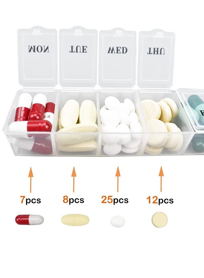 Generic 2 Pcs Weekly Mini Pill Case Week Medication Container Pill Organizer Medicine Box for Travel (Pink+White)  - Image 4
